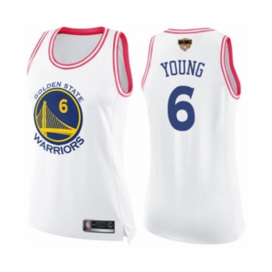 Women's Golden State Warriors 6 Nick Young Swingman White Pink Fashion 2019 Basketball Finals Bound Basketball Jersey