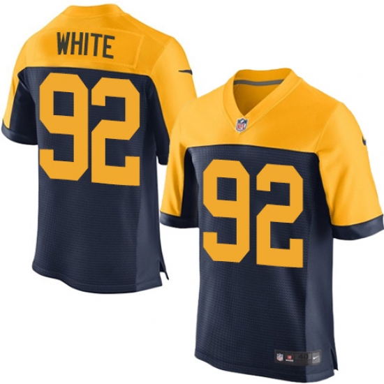 Men's Nike Green Bay Packers 92 Reggie White Elite Navy Blue Alternate NFL Jersey