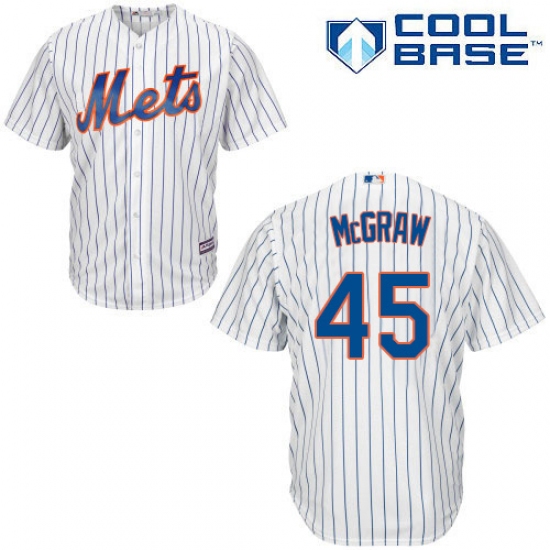 Men's Majestic New York Mets 45 Tug McGraw Replica White Home Cool Base MLB Jersey