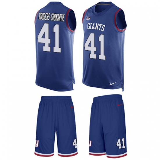 Men's Nike New York Giants 41 Dominique Rodgers-Cromartie Limited Royal Blue Tank Top Suit NFL Jersey