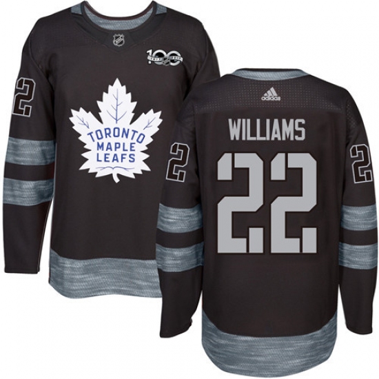 Men's Adidas Toronto Maple Leafs 22 Tiger Williams Authentic Black 1917-2017 100th Anniversary NHL Jersey