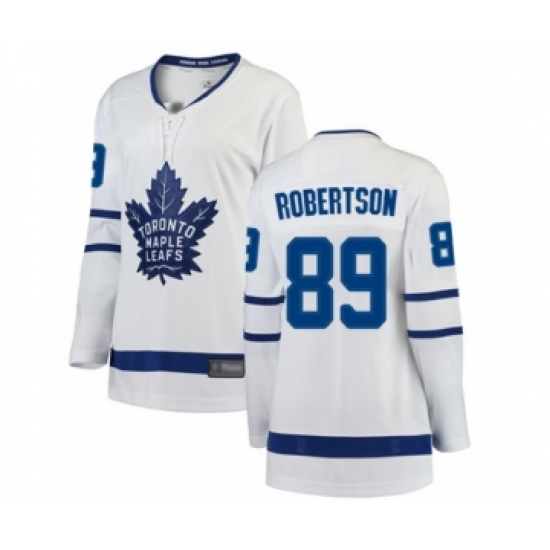 Women's Toronto Maple Leafs 89 Nicholas Robertson Authentic White Away Fanatics Branded Breakaway Hockey Jersey