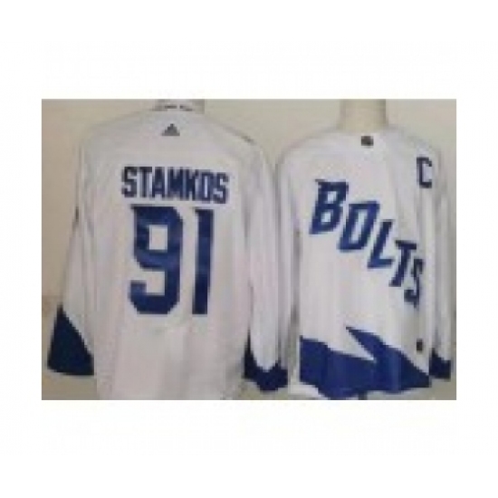 Men's Tampa Bay Lightning 91 Steven Stamkos White 2022 Stadium Series Authentic Jersey