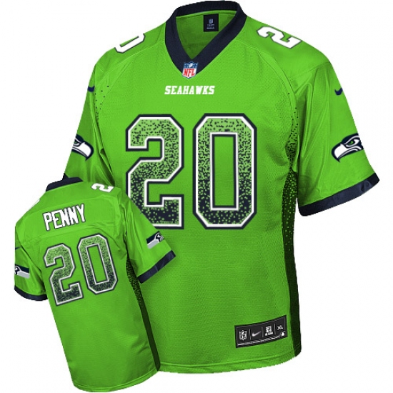 Men's Nike Seattle Seahawks 20 Rashaad Penny Elite Green Drift Fashion NFL Jersey