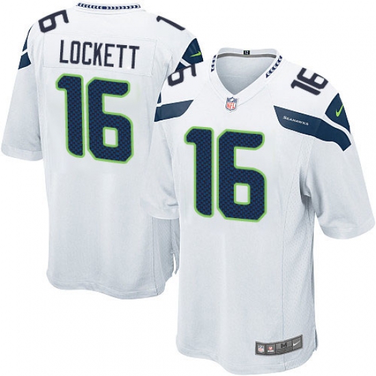 Men's Nike Seattle Seahawks 16 Tyler Lockett Game White NFL Jersey