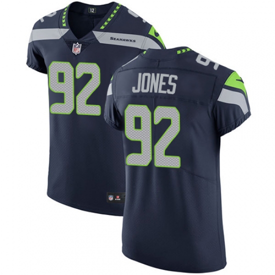 Men's Nike Seattle Seahawks 92 Nazair Jones Navy Blue Team Color Vapor Untouchable Elite Player NFL Jersey