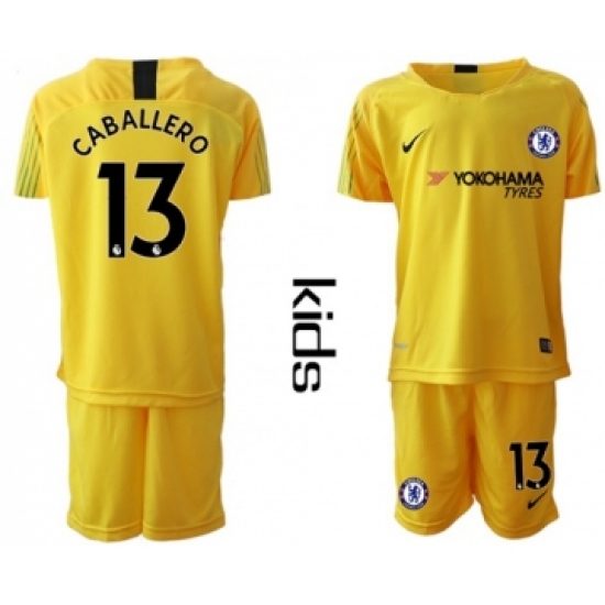 Chelsea 13 Caballero Yellow Goalkeeper Kid Soccer Club Jersey