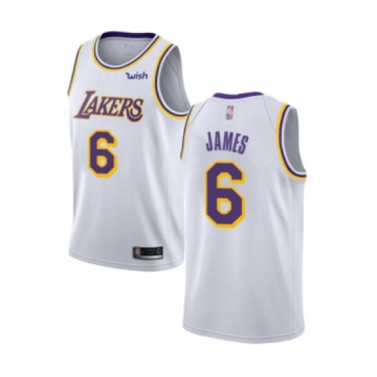 Youth Los Angeles Lakers 6 LeBron James Swingman White Basketball Jersey - Association Edition