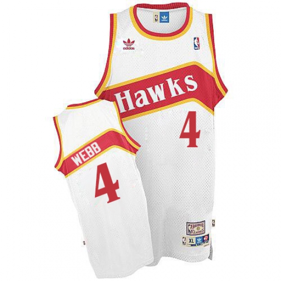 Men's Adidas Atlanta Hawks 4 Spud Webb Swingman White Throwback NBA Jersey