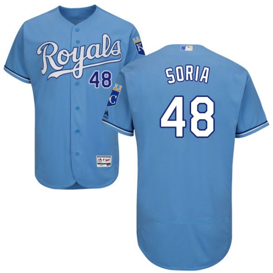 Men's Majestic Kansas City Royals 48 Joakim Soria Light Blue Alternate Flex Base Authentic Collection MLB Jersey