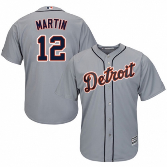 Men's Majestic Detroit Tigers 12 Leonys Martin Replica Grey Road Cool Base MLB Jersey