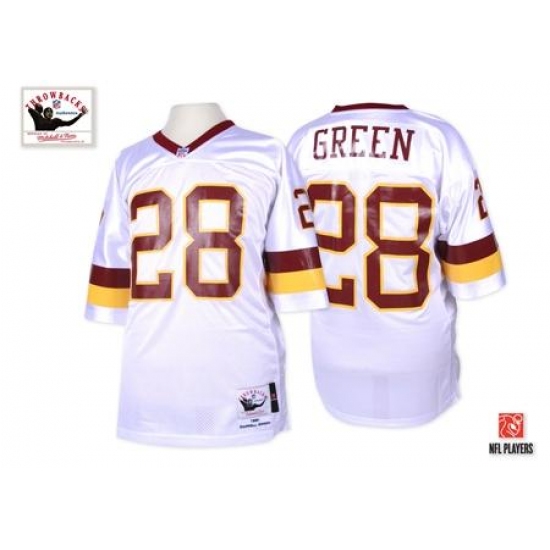 Mitchell and Ness Washington Redskins 28 Darrell Green White Authentic Throwback NFL Jersey