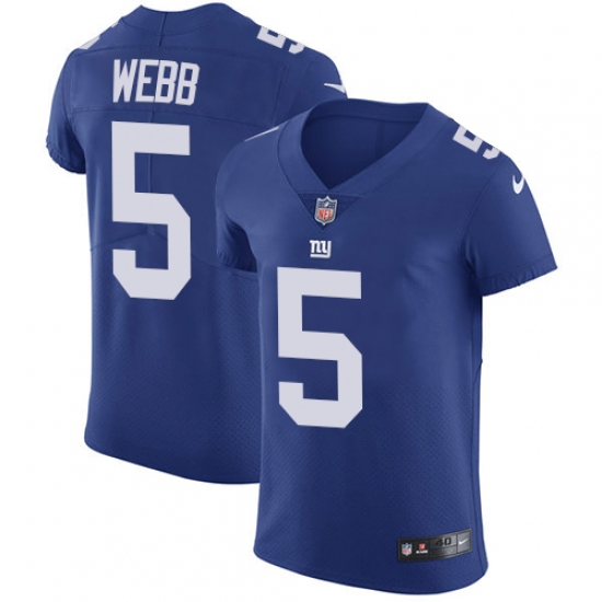 Men's Nike New York Giants 5 Davis Webb Elite Royal Blue Team Color NFL Jersey