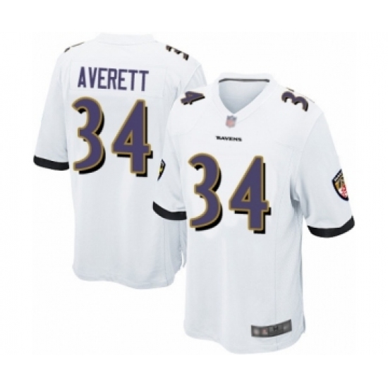 Men's Baltimore Ravens 34 Anthony Averett Game White Football Jersey