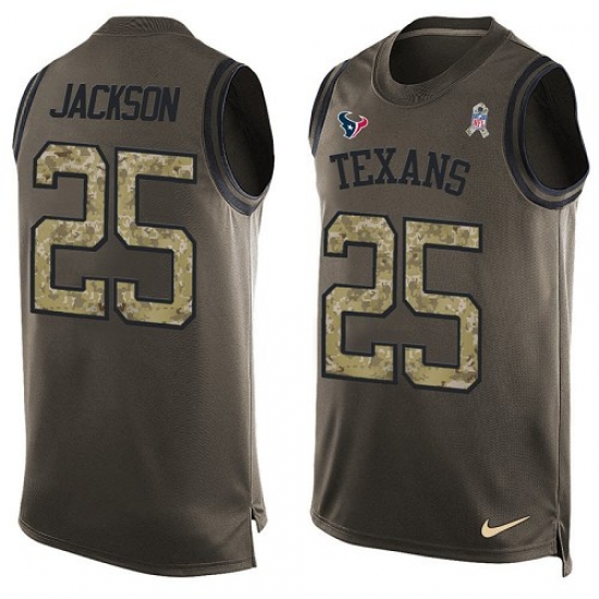 Men's Nike Houston Texans 25 Kareem Jackson Limited Green Salute to Service Tank Top NFL Jersey