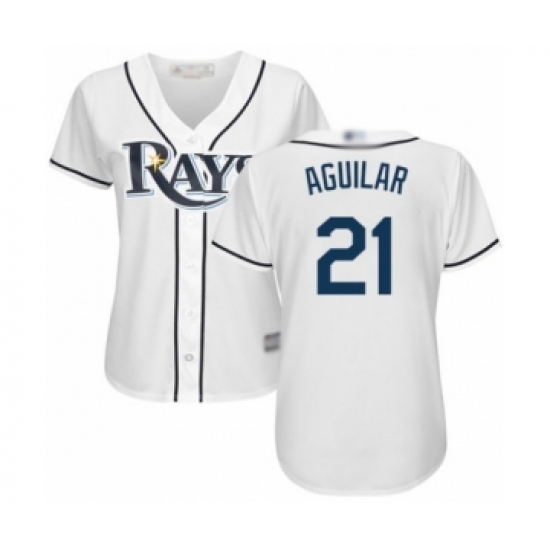 Women's Tampa Bay Rays 21 Jesus Aguilar Authentic White Home Cool Base Baseball Player Jersey