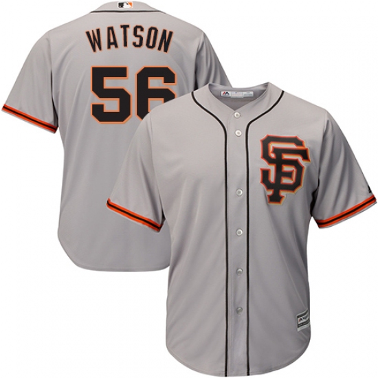 Men's Majestic San Francisco Giants 56 Tony Watson Replica Grey Road 2 Cool Base MLB Jersey