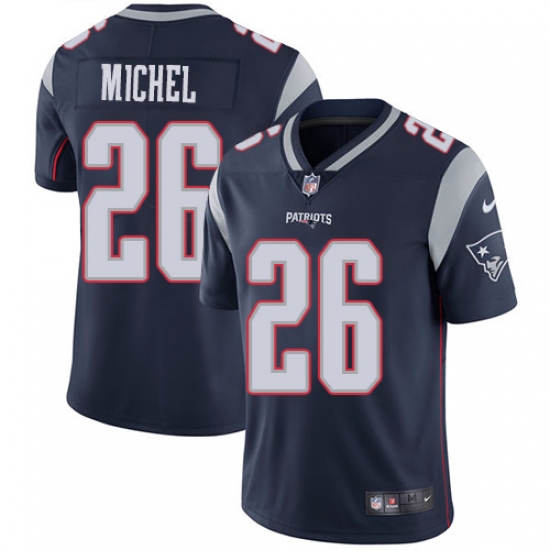 Men's Nike New England Patriots 26 Sony Michel Navy Blue Team Color Vapor Untouchable Limited Player NFL Jersey