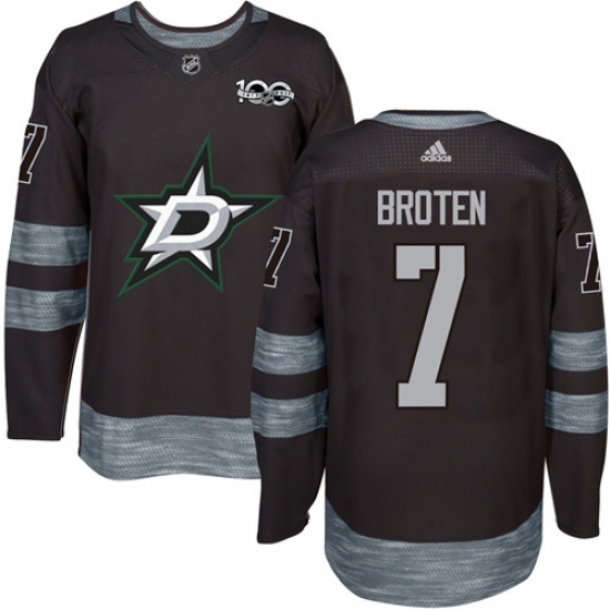 Men's Adidas Dallas Stars 7 Neal Broten Premier Black 1917-2017 100th Anniversary NHL Jersey