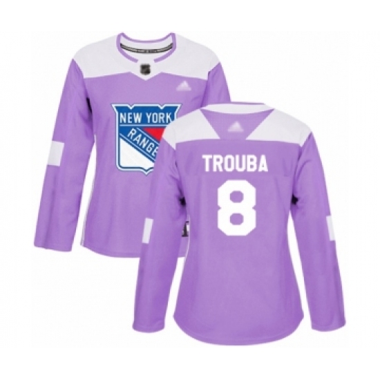 Women's New York Rangers 8 Jacob Trouba Authentic Purple Fights Cancer Practice Hockey Jersey