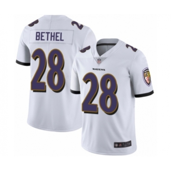 Men's Baltimore Ravens 28 Justin Bethel White Vapor Untouchable Limited Player Football Jersey