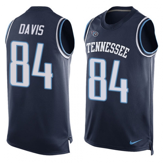 Men's Nike Tennessee Titans 84 Corey Davis Limited Navy Blue Player Name & Number Tank Top Tank Top NFL Jersey