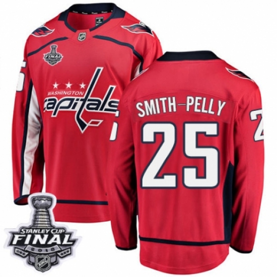 Youth Washington Capitals 25 Devante Smith-Pelly Fanatics Branded Red Home Breakaway 2018 Stanley Cup Final NHL Jersey