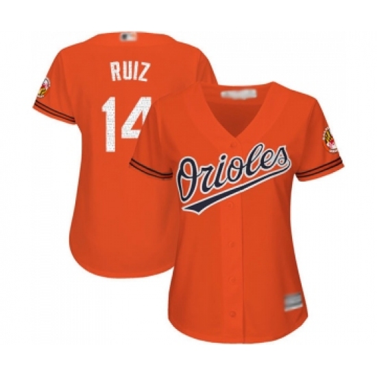 Women's Baltimore Orioles 14 Rio Ruiz Replica Orange Alternate Cool Base Baseball Jersey