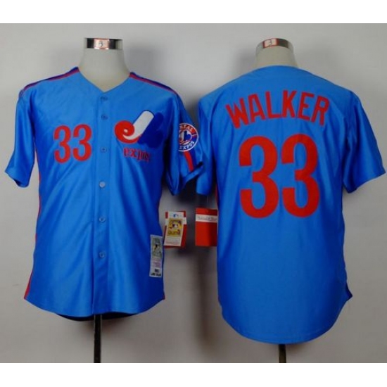 Mitchell and Ness Expos 33 Larry Walker Blue Stitched Throwback Baseball Jersey