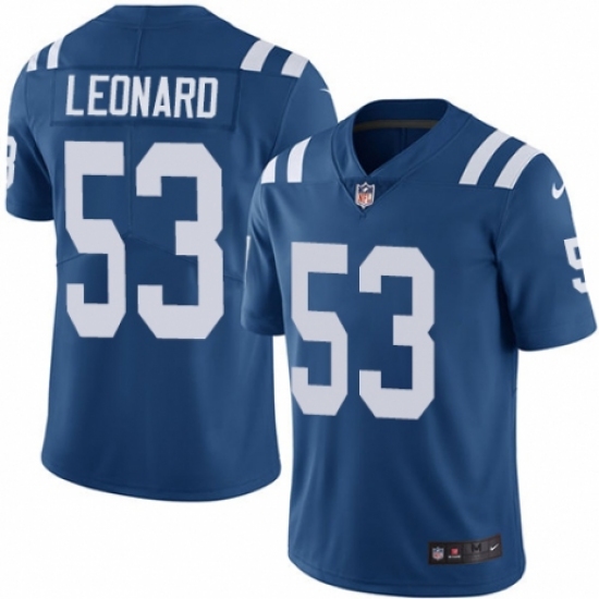 Youth Nike Indianapolis Colts 53 Darius Leonard Royal Blue Team Color Vapor Untouchable Limited Player NFL Jersey