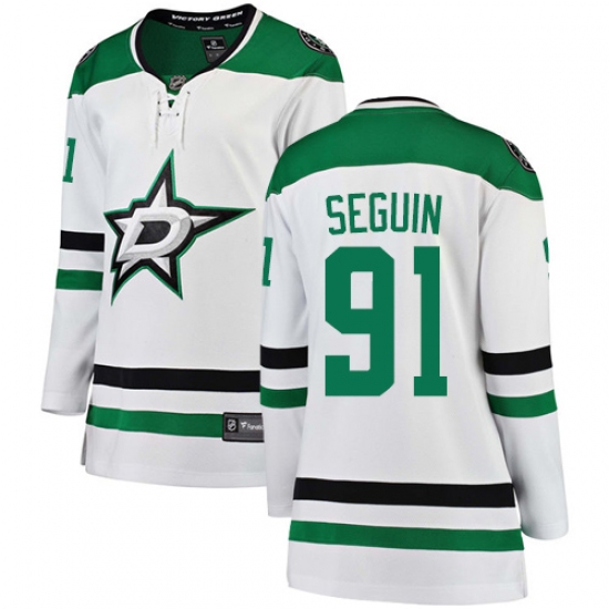 Women's Dallas Stars 91 Tyler Seguin Authentic White Away Fanatics Branded Breakaway NHL Jersey