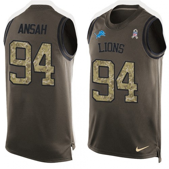 Men's Nike Detroit Lions 94 Ziggy Ansah Limited Green Salute to Service Tank Top NFL Jersey