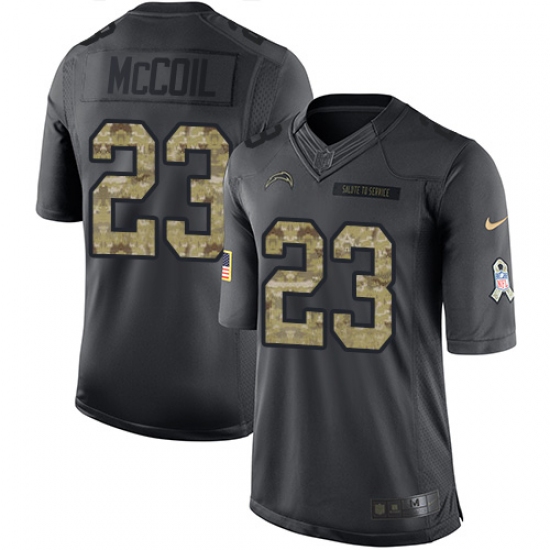 Youth Nike Los Angeles Chargers 23 Dexter McCoil Limited Black 2016 Salute to Service NFL Jersey