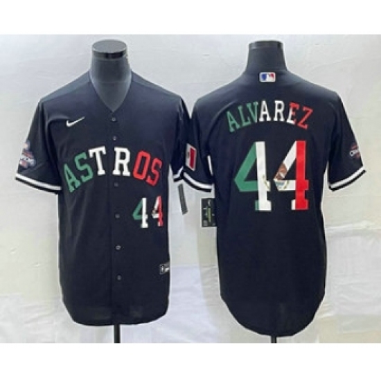 Men's Houston Astros 44 Yordan Alvarez Number Mexico Black Cool Base Stitched Baseball Jersey