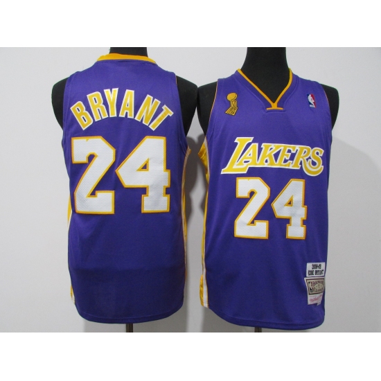 Men's Los Angeles Lakers 24 Kobe Bryant Purple Stanley Cup Champions Jersey