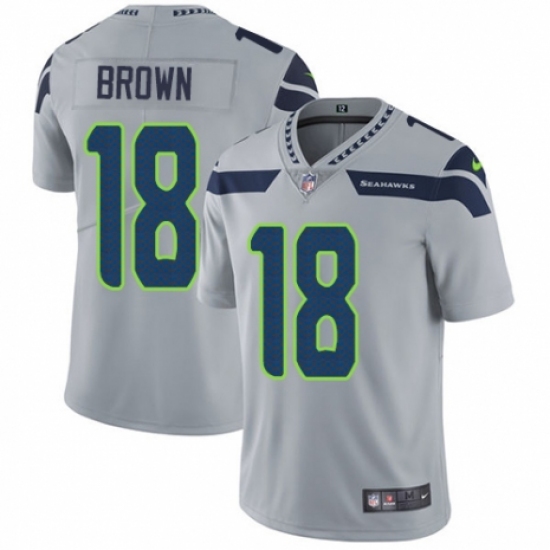 Youth Nike Seattle Seahawks 18 Jaron Brown Grey Alternate Vapor Untouchable Elite Player NFL Jersey