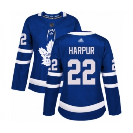 Women's Toronto Maple Leafs 22 Ben Harpur Authentic Royal Blue Home Hockey Jersey