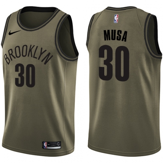 Youth Nike Brooklyn Nets 30 Dzanan Musa Swingman Green Salute to Service NBA Jersey