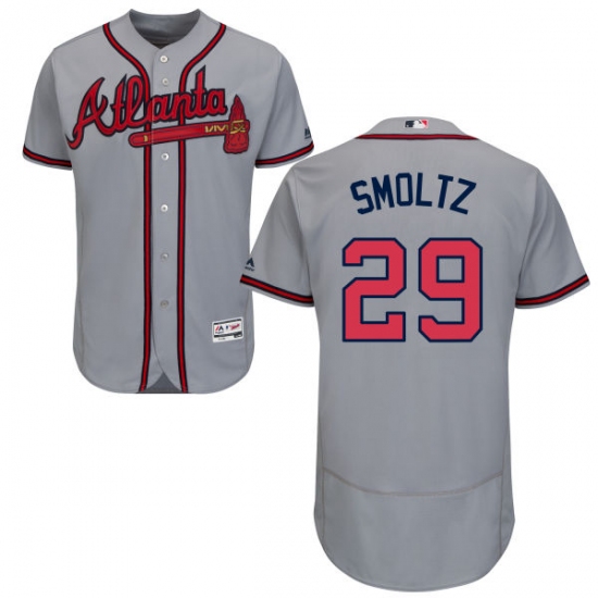 Men's Majestic Atlanta Braves 29 John Smoltz Grey Road Flex Base Authentic Collection MLB Jersey