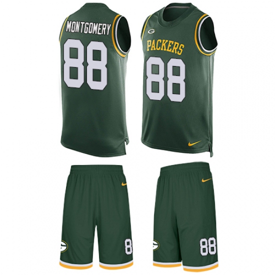 Men's Nike Green Bay Packers 88 Ty Montgomery Limited Green Tank Top Suit NFL Jersey
