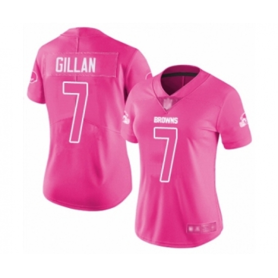 Women's Cleveland Browns 7 Jamie Gillan Limited Pink Rush Fashion Football Jersey