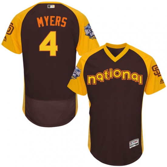 Men's Majestic San Diego Padres 4 Wil Myers Brown 2016 All-Star National League BP Authentic Collection Flex Base MLB Jersey