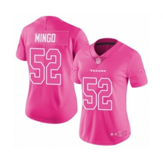 Women's Houston Texans 52 Barkevious Mingo Limited Pink Rush Fashion Football Jersey