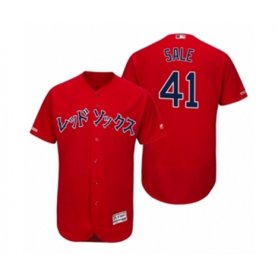 Men's 2019 Asian Heritage Month Boston Red Sox 41 Chris Sale Red Japanese Flex Base Jersey