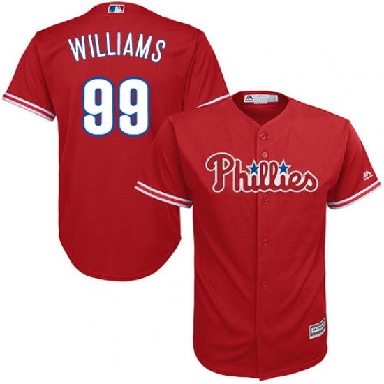 Men's Majestic Philadelphia Phillies 99 Mitch Williams Replica Red Alternate Cool Base MLB Jersey