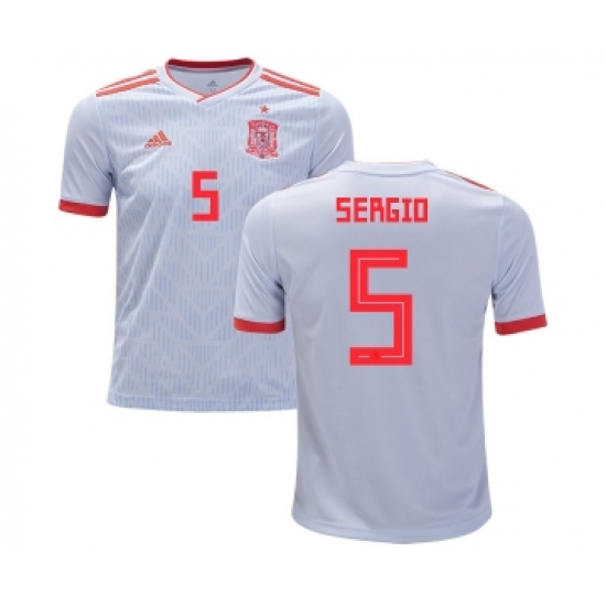 Spain 5 Sergio Away Kid Soccer Country Jersey