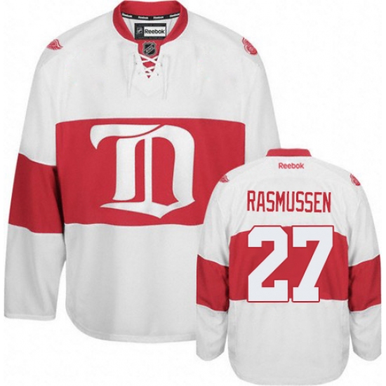 Women's Reebok Detroit Red Wings 27 Michael Rasmussen Authentic White Third NHL Jersey