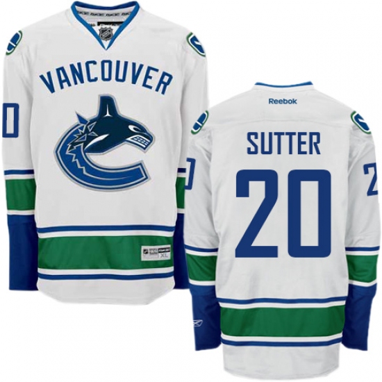 Youth Reebok Vancouver Canucks 20 Brandon Sutter Authentic White Away NHL Jersey