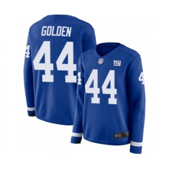 Women's New York Giants 44 Markus Golden Limited Royal Blue Therma Long Sleeve Football Jersey