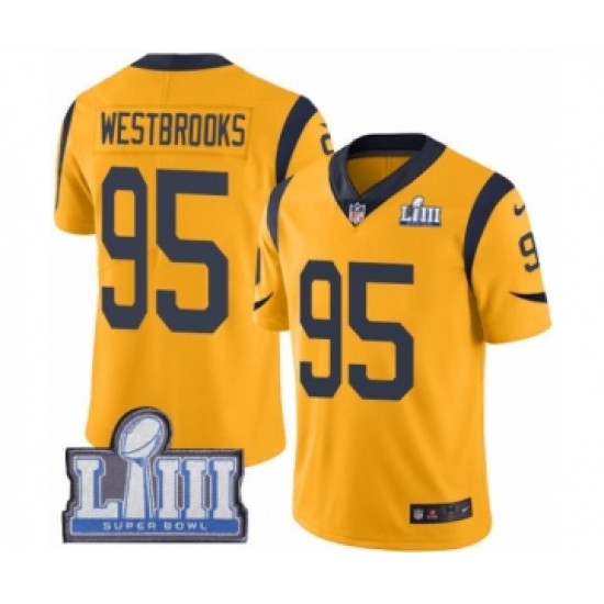 Men's Nike Los Angeles Rams 95 Ethan Westbrooks Limited Gold Rush Vapor Untouchable Super Bowl LIII Bound NFL Jersey